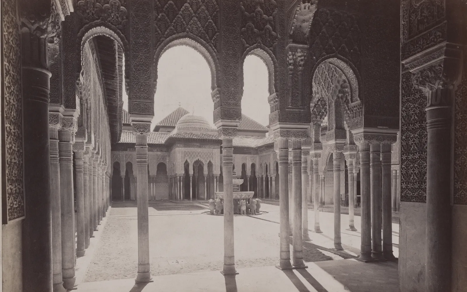 The arcaded courtyard of the Court of the Lions, Alhambra, Granada